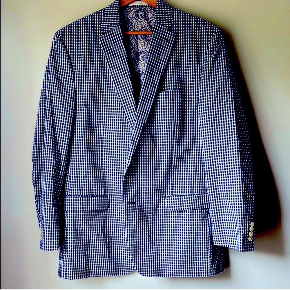 Ralph Lauren Gingham Navy Blazer 46L